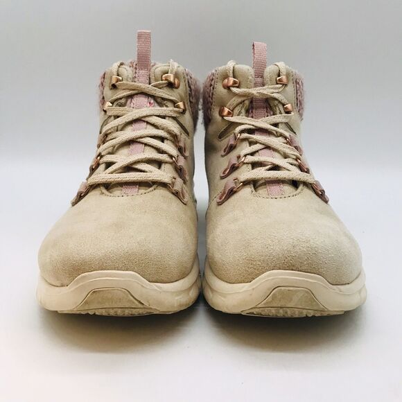 Skechers Synergy Pretty Hiker Sweater Collar Hiking Boots Women's 9.5 Tan Pink - Picture 2 of 10